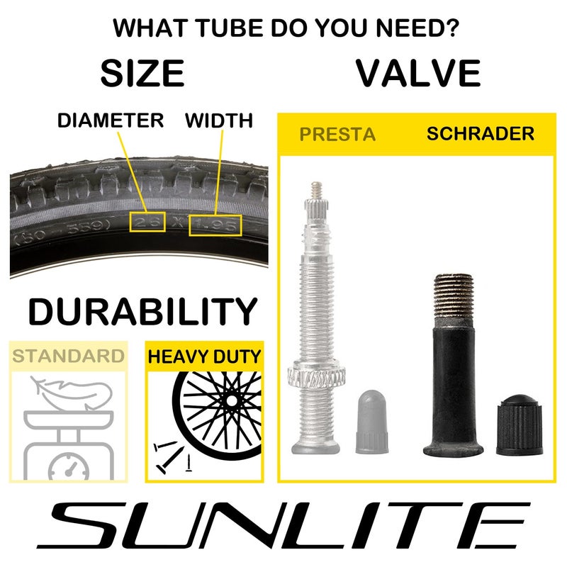Sunlite Thorn Resistant Schrader Valve Tube, 14 x 1.75 / 32mm, Black - Image 2